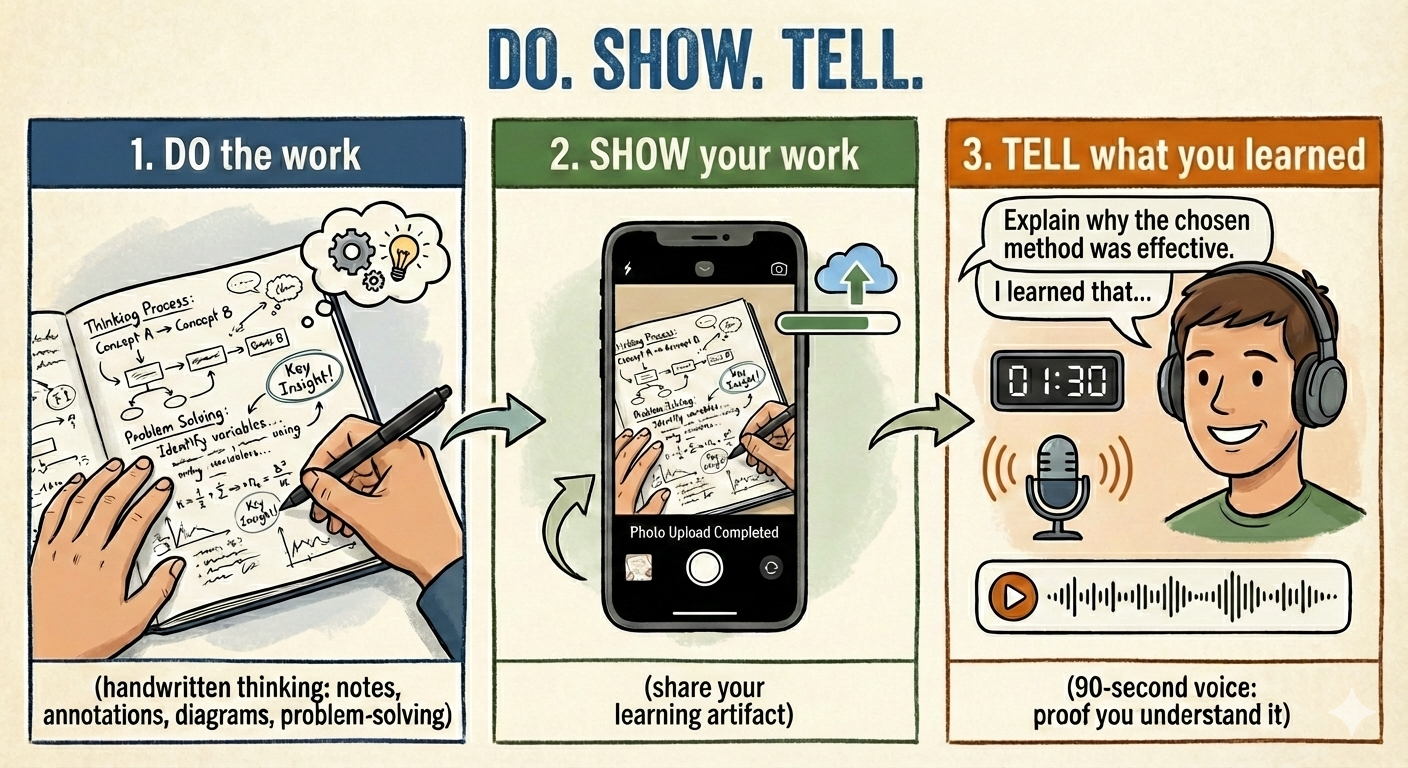 Teacher reviewing student work with clear evidence